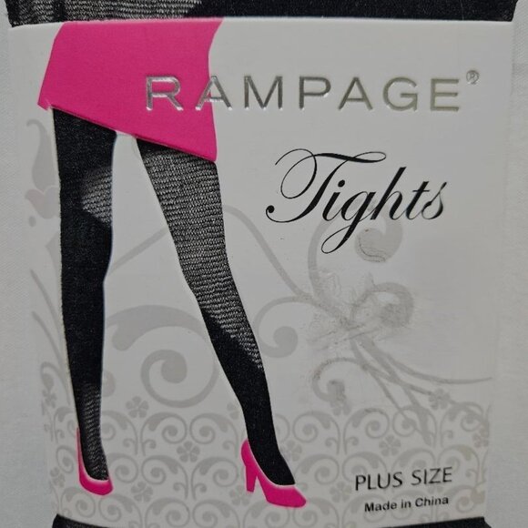 RAMPAGE GOTH BLACK BURNOUT EDGY STRIPE TIGHTS XL – XXL PLUS SIZE PANTY HOSE - Picture 2 of 3